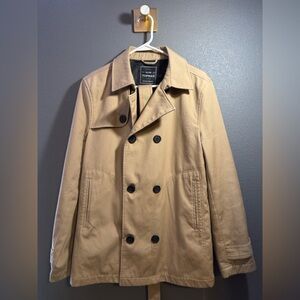 Topman Beige Double-Breasted Trench Coat